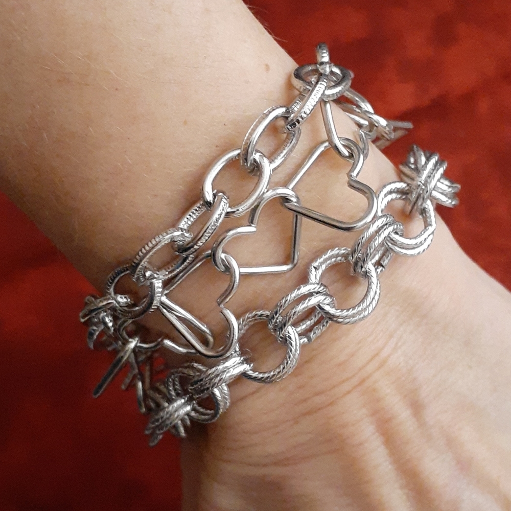 👉*NWOT* 3 SILVER CHAIN BRACELETS *EACH DIFFERENT*
